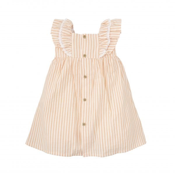 Vestido de niña con estampado de rayas y bolsillos
